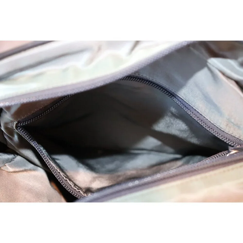 Prada Nylon Crossbody Sling Bag In Gray/green With Wide Strap